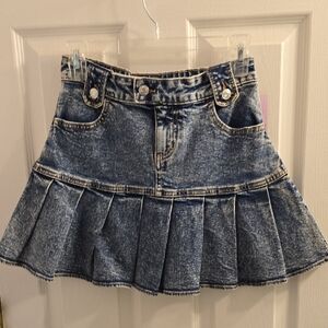Target Wild Fable Blue Denim Pleated Skater Skirt